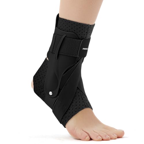 Hocafer Right Ankle Brace for Women Men Ankle Support Sprained Ankle Brace for AchillesTendonSprainInjury RecoveryAnkle Support Brace for Running Basketball Football BlackMRight